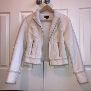 Bebe cropped XS faux suede/ fur interior full zip jacket shearling
